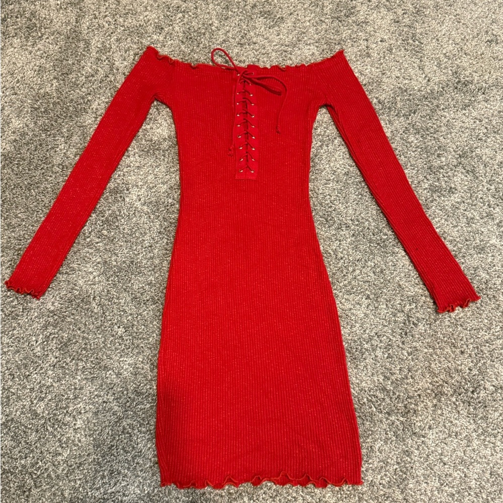 Elegant Red Off-Shoulder Dress